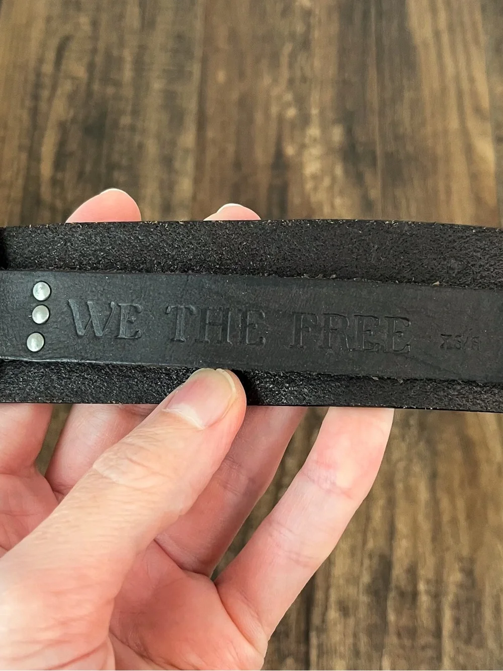 Free People We The Free Getty Leather Belt Slanted Buckle Boho Size XS/S Black